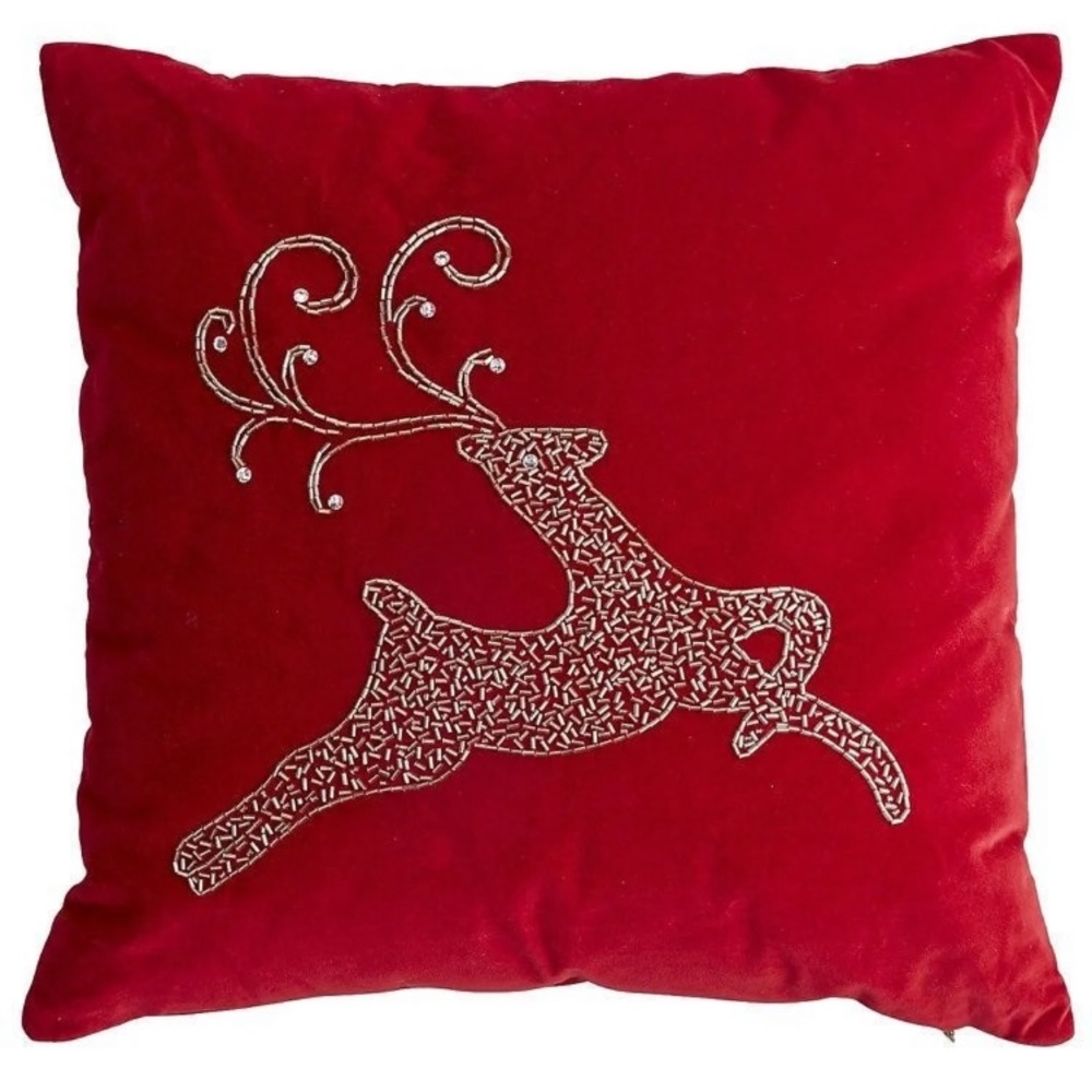 Pier 1 beaded reindeer throw pillows